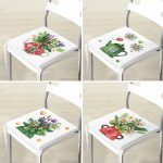 - RealHomes Fermuarlı Sandalye Minderi - Realhomes 4'lü Renkli Sevimli Saksılar İçinde Çiçek Tasarımlı Dijital Baskılı Modern Fermuarlı Sandalye Minderi Seti Realhomes