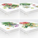 - RealHomes Fermuarlı Sandalye Minderi - Realhomes 4'lü Renkli Sevimli Saksılar İçinde Çiçek Tasarımlı Dijital Baskılı Modern Fermuarlı Sandalye Minderi Seti Realhomes