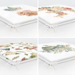 4'lü Çiçek Desenli Özel Tasarım Dijital Baskılı Modern Fermuarlı Sandalye Minderi Seti Realhomes