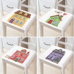 - RealHomes Fermuarlı Sandalye Minderi - Realhomes  4'lü Renkli Evler Özel Tasarım Dijital Baskılı Modern Fermuarlı Sandalye Minderi Seti Realhomes