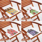 - RealHomes Fermuarlı Sandalye Minderi - Realhomes  4'lü Renkli Evler Özel Tasarım Dijital Baskılı Modern Fermuarlı Sandalye Minderi Seti Realhomes