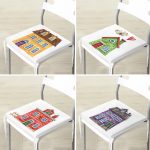 - RealHomes Fermuarlı Sandalye Minderi - Realhomes  4'lü Renkli Evler Özel Tasarım Dijital Baskılı Modern Fermuarlı Sandalye Minderi Seti Realhomes