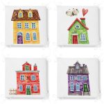 - RealHomes Fermuarlı Sandalye Minderi - Realhomes  4'lü Renkli Evler Özel Tasarım Dijital Baskılı Modern Fermuarlı Sandalye Minderi Seti Realhomes