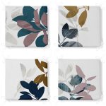 - RealHomes Fermuarlı Sandalye Minderi - Realhomes  4'lü Pastel Renkli Yaprak Tasarımlı Dijital Baskılı Modern Fermuarlı Sandalye Minderi Seti Realhomes