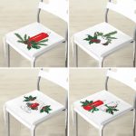 4'lü Kırmızı Mum Şamdan Tasarımlı Dijital Baskılı Modern Fermuarlı Sandalye Minderi Seti Realhomes