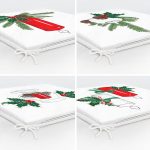 4'lü Kırmızı Mum Şamdan Tasarımlı Dijital Baskılı Modern Fermuarlı Sandalye Minderi Seti Realhomes