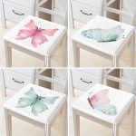 4'lü Renkli Suluboya Kelebek Çizimli Dijital Baskılı Modern Fermuarlı Sandalye Minderi Seti Realhomes