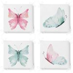 4'lü Renkli Suluboya Kelebek Çizimli Dijital Baskılı Modern Fermuarlı Sandalye Minderi Seti Realhomes