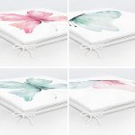 4'lü Renkli Suluboya Kelebek Çizimli Dijital Baskılı Modern Fermuarlı Sandalye Minderi Seti Realhomes