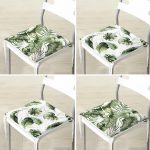 4'lü Yeşil Egzotik Yaprak Tasarımlı Dijital Baskılı Modern Fermuarlı Sandalye Minderi Seti Realhomes