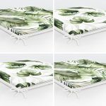 4'lü Yeşil Egzotik Yaprak Tasarımlı Dijital Baskılı Modern Fermuarlı Sandalye Minderi Seti Realhomes