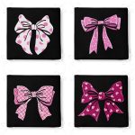 - RealHomes Fermuarlı Sandalye Minderi - Realhomes 4'lü Siyah Zemin Pembe Kurdele Tasarımlı Dijital Baskılı Modern Fermuarlı Sandalye Minderi Seti Realhomes