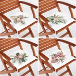 4'lü Egzotik Yaprak Tasarımlı Dijital Baskılı Modern Fermuarlı Sandalye Minderi Seti Realhomes