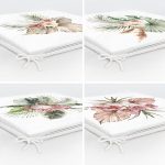 4'lü Egzotik Yaprak Tasarımlı Dijital Baskılı Modern Fermuarlı Sandalye Minderi Seti Realhomes