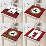 - RealHomes Fermuarlı Sandalye Minderi - Realhomes 4'lü Kırmızı Ekose Mery Christmas Özel Tasarımlı Dijital Baskılı Modern Fermuarlı Sandalye Minderi Seti Realhomes