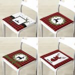 - RealHomes Fermuarlı Sandalye Minderi - Realhomes 4'lü Kırmızı Ekose Mery Christmas Özel Tasarımlı Dijital Baskılı Modern Fermuarlı Sandalye Minderi Seti Realhomes