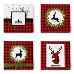 - RealHomes Fermuarlı Sandalye Minderi - Realhomes 4'lü Kırmızı Ekose Mery Christmas Özel Tasarımlı Dijital Baskılı Modern Fermuarlı Sandalye Minderi Seti Realhomes