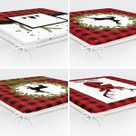 - RealHomes Fermuarlı Sandalye Minderi - Realhomes 4'lü Kırmızı Ekose Mery Christmas Özel Tasarımlı Dijital Baskılı Modern Fermuarlı Sandalye Minderi Seti Realhomes