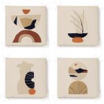 - RealHomes Fermuarlı Sandalye Minderi - Realhomes 4'lü Krem Zeminli Etnik Tasarımlı Dijital Baskılı Modern Fermuarlı Sandalye Minderi Seti Realhomes