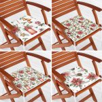 - RealHomes Fermuarlı Sandalye Minderi - Realhomes  4'lü Renkli Çiçek & Yaprak Tasarımlı Dijital Baskılı Modern Fermuarlı Sandalye Minderi Seti Realhomes