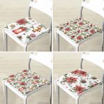 - RealHomes Fermuarlı Sandalye Minderi - Realhomes  4'lü Renkli Çiçek & Yaprak Tasarımlı Dijital Baskılı Modern Fermuarlı Sandalye Minderi Seti Realhomes