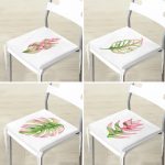 4'lü Egzotik Yaprak Tasarımlı Dijital Baskılı Modern Fermuarlı Sandalye Minderi Seti Realhomes