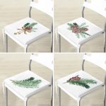 4'lü Kozalaklı Yaprak Tasarımlı Dijital Baskılı Modern Fermuarlı Sandalye Minderi Seti Realhomes