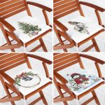 - RealHomes Fermuarlı Sandalye Minderi - Realhomes  4'lü Kardan Adam & Çam Ağacı Motifli Dijital Baskılı Modern Fermuarlı Sandalye Minderi Seti Realhomes