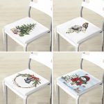 - RealHomes Fermuarlı Sandalye Minderi - Realhomes  4'lü Kardan Adam & Çam Ağacı Motifli Dijital Baskılı Modern Fermuarlı Sandalye Minderi Seti Realhomes