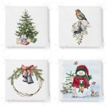 - RealHomes Fermuarlı Sandalye Minderi - Realhomes  4'lü Kardan Adam & Çam Ağacı Motifli Dijital Baskılı Modern Fermuarlı Sandalye Minderi Seti Realhomes