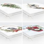 - RealHomes Fermuarlı Sandalye Minderi - Realhomes  4'lü Kardan Adam & Çam Ağacı Motifli Dijital Baskılı Modern Fermuarlı Sandalye Minderi Seti Realhomes