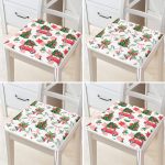 4'lü Yılbaşı Çam Ağacı Özel Tasarımlı Dijital Baskılı Modern Fermuarlı Sandalye Minderi Seti Realhomes