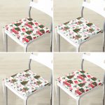 4'lü Yılbaşı Çam Ağacı Özel Tasarımlı Dijital Baskılı Modern Fermuarlı Sandalye Minderi Seti Realhomes