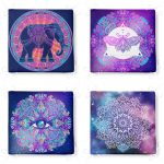 - RealHomes Fermuarlı Sandalye Minderi - Realhomes  4'lü Gökyüzü Zeminde Damask Baskılı Fermuarlı Sandalye Minderi Seti Realhomes