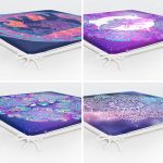 - RealHomes Fermuarlı Sandalye Minderi - Realhomes  4'lü Gökyüzü Zeminde Damask Baskılı Fermuarlı Sandalye Minderi Seti Realhomes