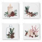 4'lü Mum & Şamdan Özel Motifli Dijital Baskılı Modern Fermuarlı Sandalye Minderi Seti Realhomes