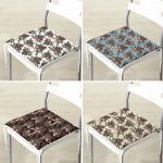 4'lü Pastel Zeminli Kozalak Tasarımlı Dijital Baskılı Modern Fermuarlı Sandalye Minderi Seti Realhomes