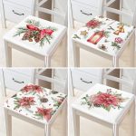 4'lü Gül & Kozalak Özel Tasarımlı Dijital Baskılı Modern Fermuarlı Sandalye Minderi Seti Realhomes