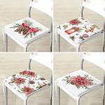 4'lü Gül & Kozalak Özel Tasarımlı Dijital Baskılı Modern Fermuarlı Sandalye Minderi Seti Realhomes