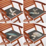 4'lü Koyu Zeminli Tüy Motifli Dijital Baskılı Modern Fermuarlı Sandalye Minderi Seti Realhomes