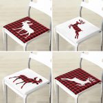 4'lü Ekose Geyik Desenli Dijital Baskılı Modern Fermuarlı Sandalye Minderi Seti Realhomes