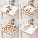 - RealHomes Fermuarlı Sandalye Minderi - Realhomes  4'lü Özel Çizim Zürafa Tasarımlı Dijital Baskılı Modern Fermuarlı Sandalye Minderi Seti Realhomes