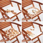 - RealHomes Fermuarlı Sandalye Minderi - Realhomes  4'lü Özel Çizim Zürafa Tasarımlı Dijital Baskılı Modern Fermuarlı Sandalye Minderi Seti Realhomes