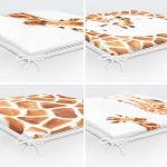 - RealHomes Fermuarlı Sandalye Minderi - Realhomes  4'lü Özel Çizim Zürafa Tasarımlı Dijital Baskılı Modern Fermuarlı Sandalye Minderi Seti Realhomes