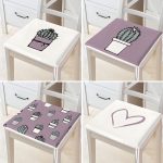 4'lü Efaltun & Beyaz Kaktüs Tasarımlı Dijital Baskılı Modern Fermuarlı Sandalye Minderi Seti Realhomes