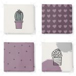 - RealHomes Fermuarlı Sandalye Minderi - Realhomes  4'lü Kalp & Kaktüs Özel Tasarım Dijital Baskılı Modern Fermuarlı Sandalye Minderi Seti Realhomes