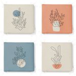 - RealHomes Fermuarlı Sandalye Minderi - Realhomes 4'lü Renkli Zemin Deniz Yosunu Çizimli Dijital Baskılı Modern Fermuarlı Sandalye Minderi Seti Realhomes