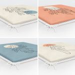 - RealHomes Fermuarlı Sandalye Minderi - Realhomes 4'lü Renkli Zemin Deniz Yosunu Çizimli Dijital Baskılı Modern Fermuarlı Sandalye Minderi Seti Realhomes