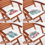 - RealHomes Fermuarlı Sandalye Minderi - Realhomes  4'lü Çam Ağaçlı Araba Desenli Dijital Baskılı Modern Fermuarlı Sandalye Minderi Seti Realhomes