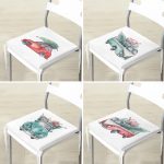 - RealHomes Fermuarlı Sandalye Minderi - Realhomes  4'lü Çam Ağaçlı Araba Desenli Dijital Baskılı Modern Fermuarlı Sandalye Minderi Seti Realhomes